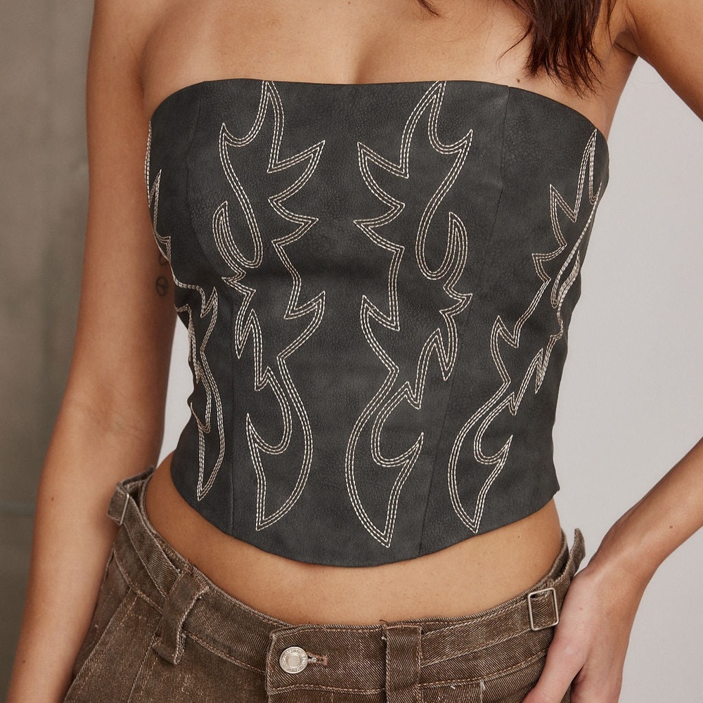 12th Tribe Smoke Show Faux Leather Tube Top Size SS PRE-ORDER LATE MAY 2024